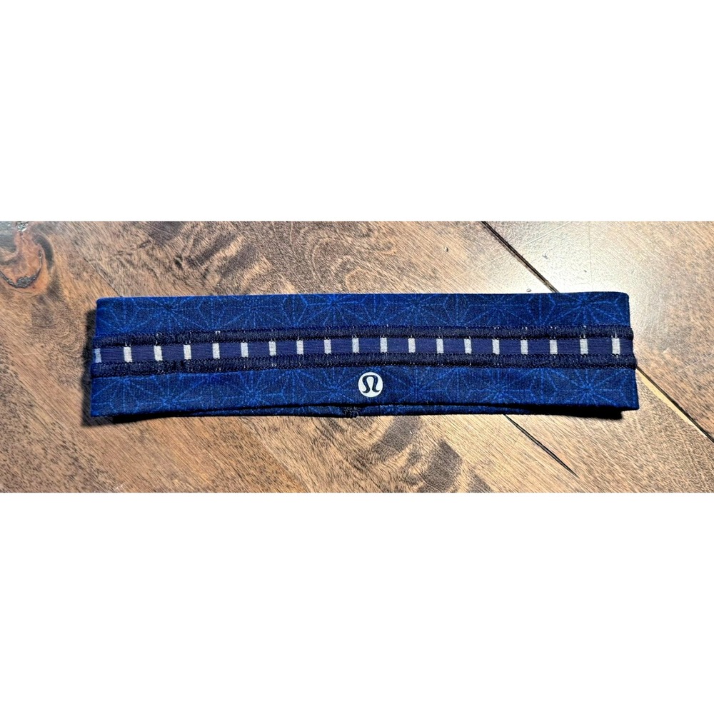 Lululemon Sport Headband Blue Fly Away Tamer Logo